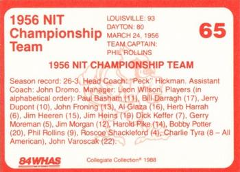 1988-89 Louisville Cardinals Collegiate Collection #65 1956 NIT Champs Back