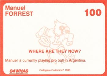 1988-89 Louisville Cardinals Collegiate Collection #100 Manuel Forrest Back