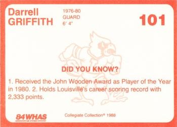 1988-89 Louisville Cardinals Collegiate Collection #101 Darrell Griffith Back