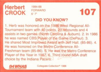 1988-89 Louisville Cardinals Collegiate Collection #107 Herbert Crook Back