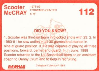 1988-89 Louisville Cardinals Collegiate Collection #112 Scooter McCray Back