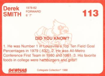 1988-89 Louisville Cardinals Collegiate Collection #113 Derek Smith Back