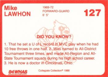1988-89 Louisville Cardinals Collegiate Collection #127 Mike Lawhon Back
