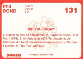 1988-89 Louisville Cardinals Collegiate Collection #131 Phil Bond Back