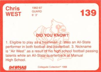 1988-89 Louisville Cardinals Collegiate Collection #139 Chris West Back