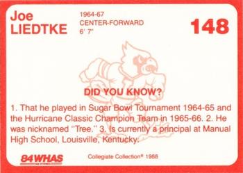 1988-89 Louisville Cardinals Collegiate Collection #148 Joe Liedtke Back