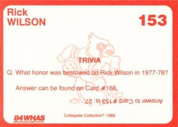 1988-89 Louisville Cardinals Collegiate Collection #153 Rick Wilson Back
