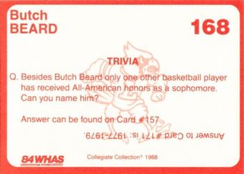 1988-89 Louisville Cardinals Collegiate Collection #168 Butch Beard Back