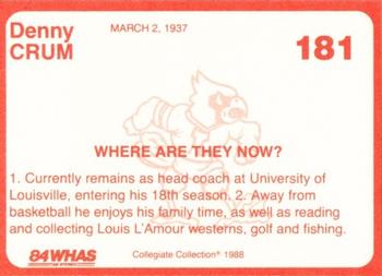 1988-89 Louisville Cardinals Collegiate Collection #181 Denny Crum Back