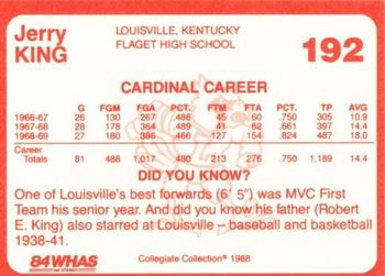 1988-89 Louisville Cardinals Collegiate Collection #192 Jerry King Back