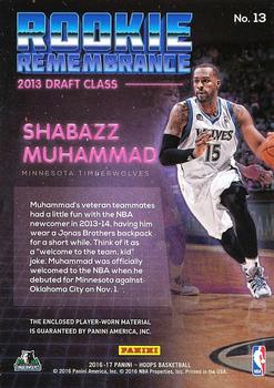 2016-17 Hoops - Rookie Remembrance #13 Shabazz Muhammad Back