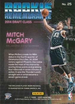 2016-17 Hoops - Rookie Remembrance #25 Mitch McGary Back