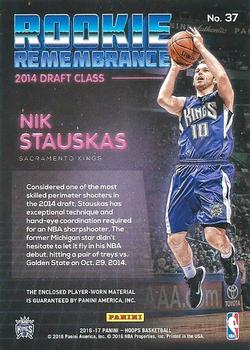 2016-17 Hoops - Rookie Remembrance #37 Nik Stauskas Back
