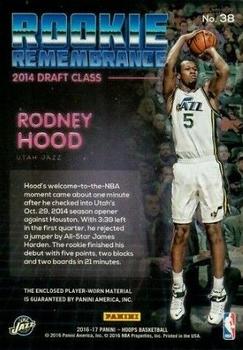 2016-17 Hoops - Rookie Remembrance #38 Rodney Hood Back