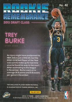 2016-17 Hoops - Rookie Remembrance #41 Trey Burke Back