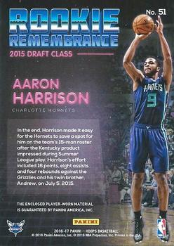 2016-17 Hoops - Rookie Remembrance #51 Aaron Harrison Back