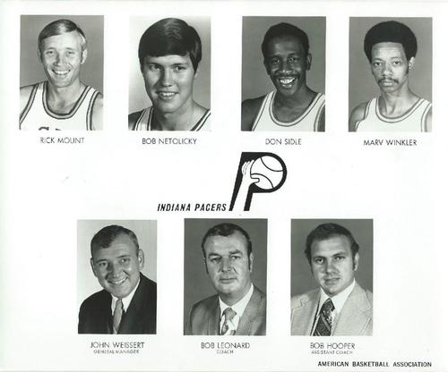 1971-72 Indiana Pacers #NNO Bob Hooper / Bob Leonard / Rick Mount / Bob Netolicky / Don Sidle / John Weissert / Marv Winkler Front