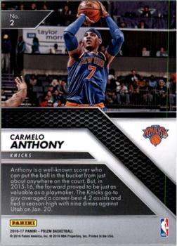 2016-17 Panini Prizm - All Day #2 Carmelo Anthony Back