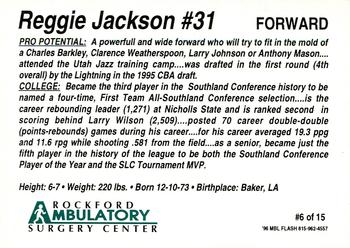 1996-97 Rockford Lightning (CBA) #6 Reggie Jackson Back