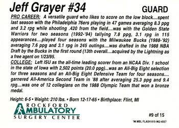 1996-97 Rockford Lightning (CBA) #9 Jeff Grayer Back