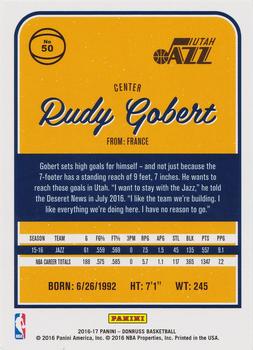 2016-17 Donruss - Green and Yellow Holo Laser #50 Rudy Gobert Back