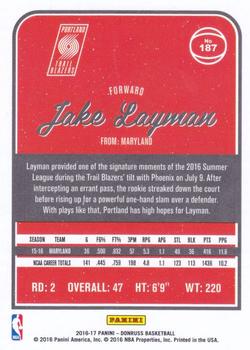 2016-17 Donruss - Green and Yellow Holo Laser #187 Jake Layman Back