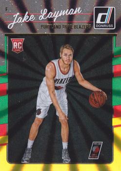 2016-17 Donruss - Green and Yellow Holo Laser #187 Jake Layman Front