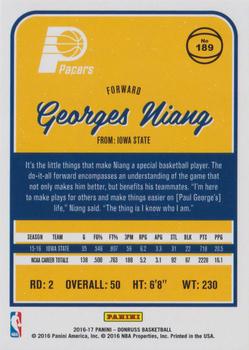 2016-17 Donruss - Green and Yellow Holo Laser #189 Georges Niang Back