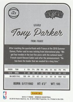 2016-17 Donruss - Press Proof Purple #117 Tony Parker Back
