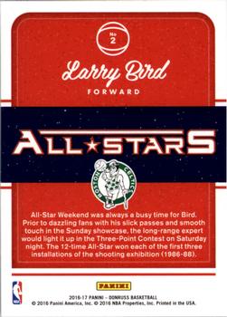 2016-17 Donruss - All-Stars #2 Larry Bird Back