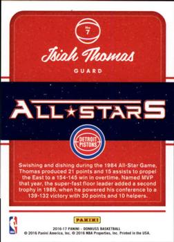 2016-17 Donruss - All-Stars #7 Isiah Thomas Back