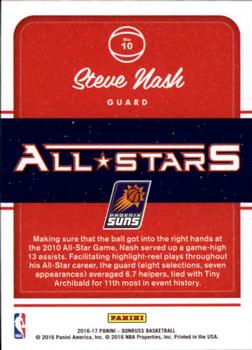 2016-17 Donruss - All-Stars #10 Steve Nash Back