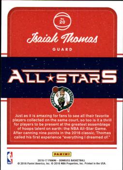 2016-17 Donruss - All-Stars #20 Isaiah Thomas Back