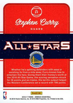 2016-17 Donruss - All-Stars #21 Stephen Curry Back