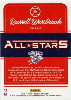 2016-17 Donruss - All-Stars #22 Russell Westbrook Back