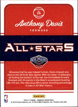 2016-17 Donruss - All-Stars #29 Anthony Davis Back