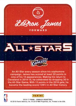 2016-17 Donruss - All-Stars Press Proof #13 LeBron James Back