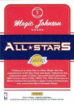 2016-17 Donruss - All-Stars Press Proof Blue #3 Magic Johnson Back