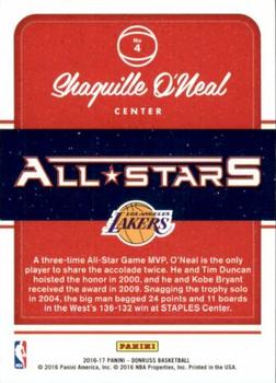 2016-17 Donruss - All-Stars Press Proof Blue #4 Shaquille O'Neal Back