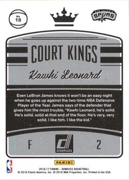 2016-17 Donruss - Court Kings #18 Kawhi Leonard Back