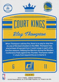 2016-17 Donruss - Court Kings #20 Klay Thompson Back