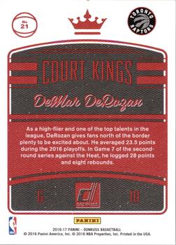 2016-17 Donruss - Court Kings #21 DeMar DeRozan Back
