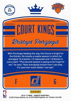 2016-17 Donruss - Court Kings #23 Kristaps Porzingis Back