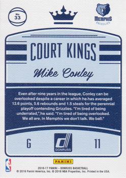 2016-17 Donruss - Court Kings #33 Mike Conley Back