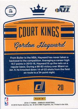 2016-17 Donruss - Court Kings #38 Gordon Hayward Back