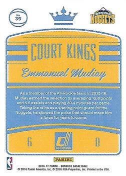 2016-17 Donruss - Court Kings #39 Emmanuel Mudiay Back