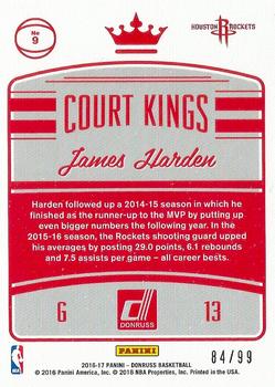2016-17 Donruss - Court Kings Press Proof Blue #9 James Harden Back
