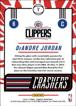 2016-17 Donruss - Crashers #1 DeAndre Jordan Back