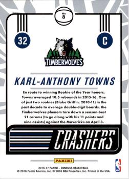 2016-17 Donruss - Crashers #8 Karl-Anthony Towns Back