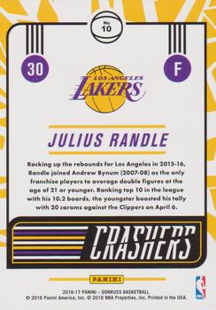 2016-17 Donruss - Crashers #10 Julius Randle Back